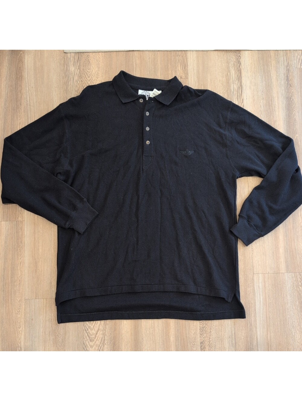 Dockers Levi Rugby Polo shirt Mens XL black Preppy Log Sleeve basic NEW